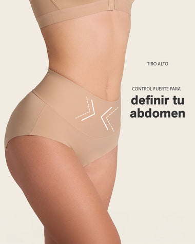 Panty clásico tiro alto de control fuerte de abdomen#color_801-cafe-medio