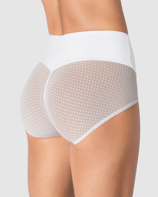 Panty clásico de control fuerte en abdomen, glúteos en tul#color_000-blanco
