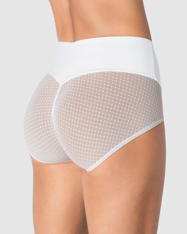 Panty clásico de control fuerte en abdomen, glúteos en tul#color_000-blanco