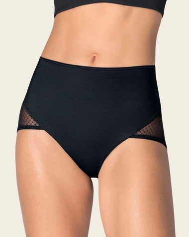 Panty clásico de control fuerte en abdomen, glúteos en tul#color_700-negro