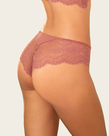 Panty cachetero, en tela lisa y encaje#color_221-rosa-oscuro