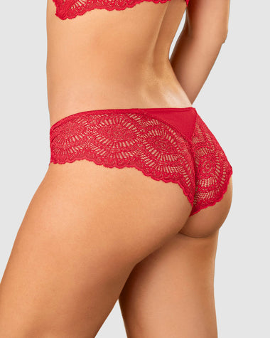 Panty cachetero, en tela lisa y encaje#color_377-rojo