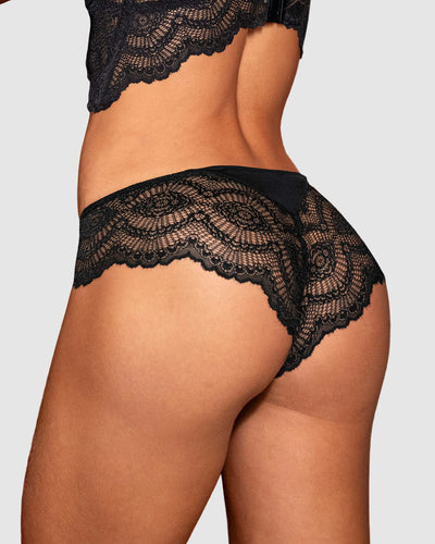 Panty cachetero, en tela lisa y encaje#color_700-negro