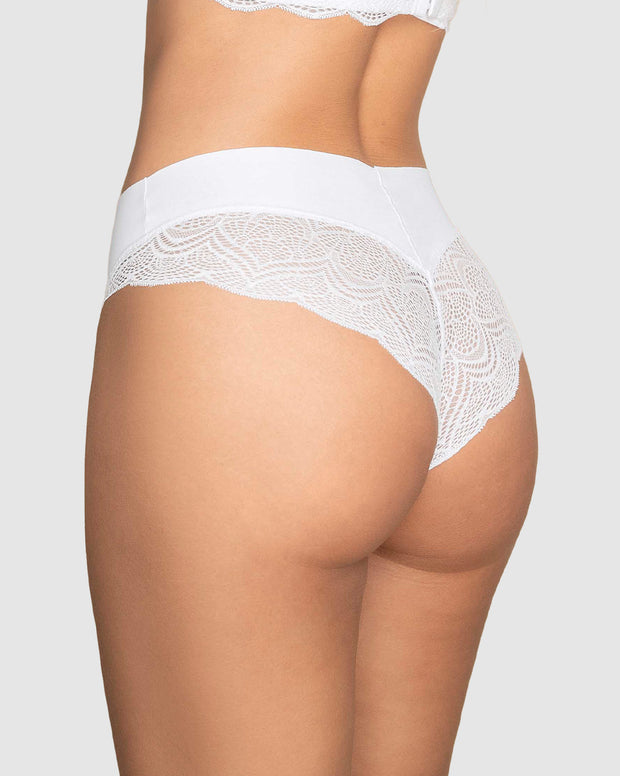 Cachetero tiro alto, liso y encaje