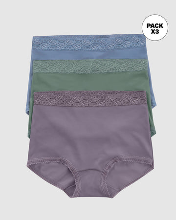 Paquete x 3 Panties Clásicos con Toques de Encaje#color_s25-lila-empolvado-verde-azul-empolvado