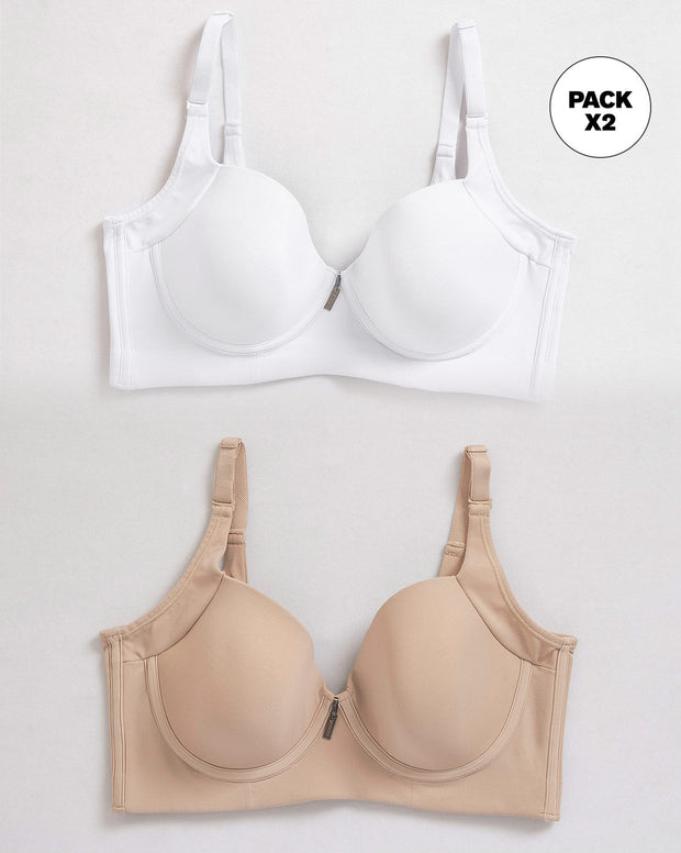 Cover bra paquete x2: brasier de realce suave y cubrimiento alto