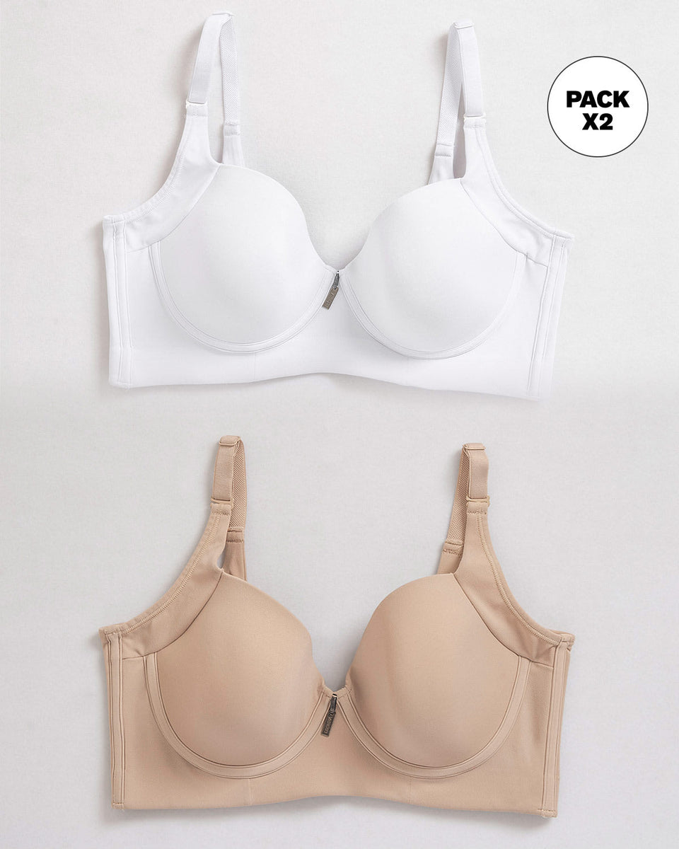 Cover bra paquete x2: brasier de realce suave y cubrimiento alto