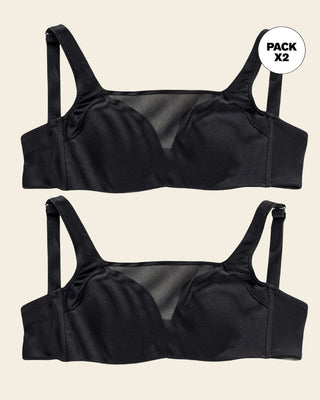 Paquete x2 brasieres brastop con buen cubrimiento de sisa y espalda#color_700-negro