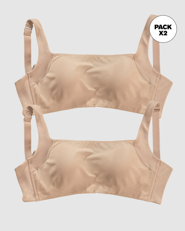 Paquete x2 brasieres brastop con buen cubrimiento de sisa y espalda