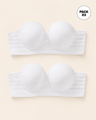 Paquete x2 brasieres tipo bustier support strapless#color_000-blanco