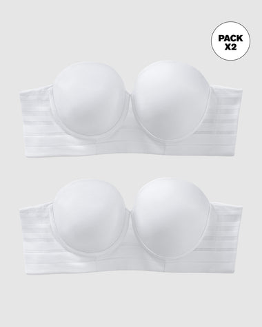 Paquete x2 brasieres tipo bustier support strapless#color_000-blanco