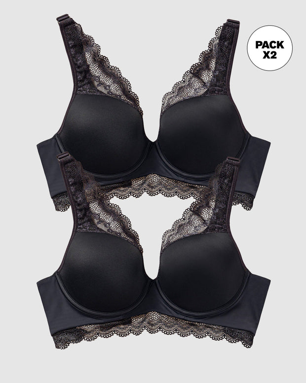 Paquete x2 brasieres de gran cubrimiento: deep coverage bra