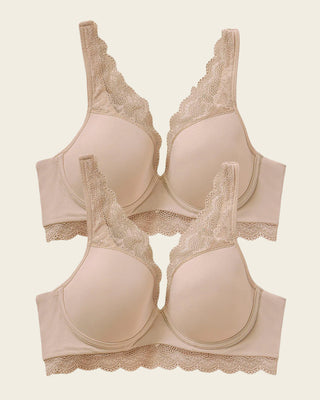 Paquete x2 brasieres de gran cubrimiento: deep coverage bra#color_802-cafe-claro