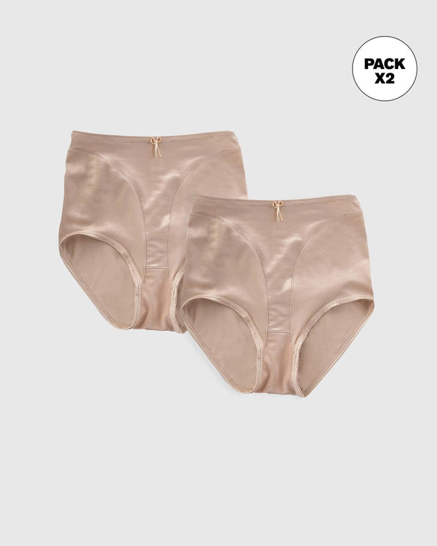 Paquete x 2 panties clásicos de control suave en abdomen#color_878-nude