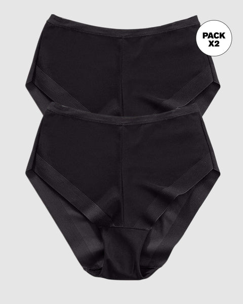 Paquete x 2 panties clásicos invisibles con ajuste perfecto#color_700-negro