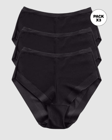 Paquete x 3 panties clásicos invisibles con ajuste perfecto#color_700-negro