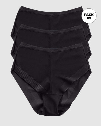 Paquete x 3 panties clásicos invisibles con ajuste perfecto#color_700-negro