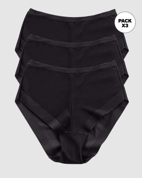 Paquete x 3 panties clásicos invisibles con ajuste perfecto#color_700-negro