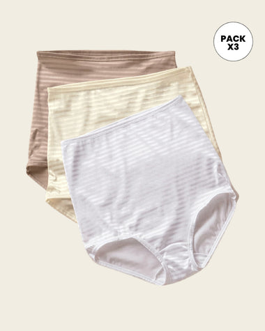 Paquete x 3 panties clásicos con máximo cubrimiento#color_s06-perla-blanco-cafe-claro