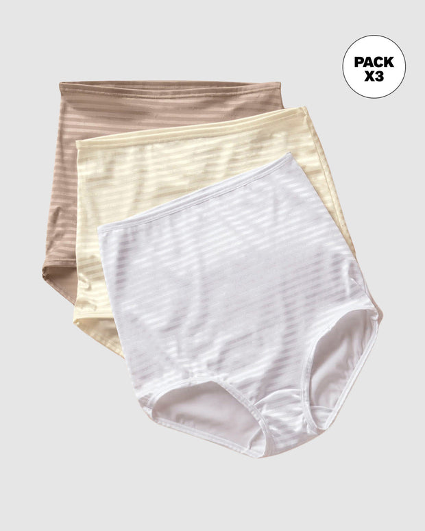 Paquete x 3 panties clásicos con máximo cubrimiento#color_s06-perla-blanco-cafe-claro