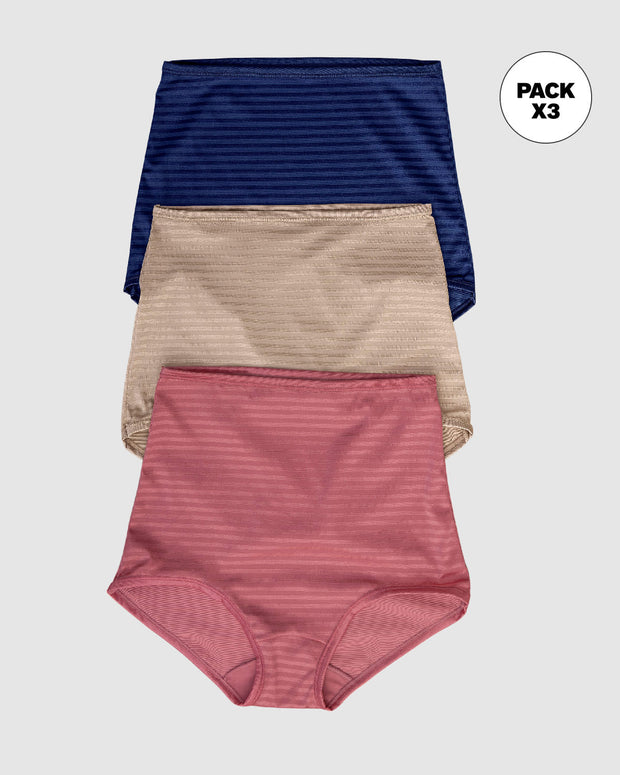 Paquete x 3 panties clásicos con máximo cubrimiento#color_s21-azul-oscuro-habano-rosa