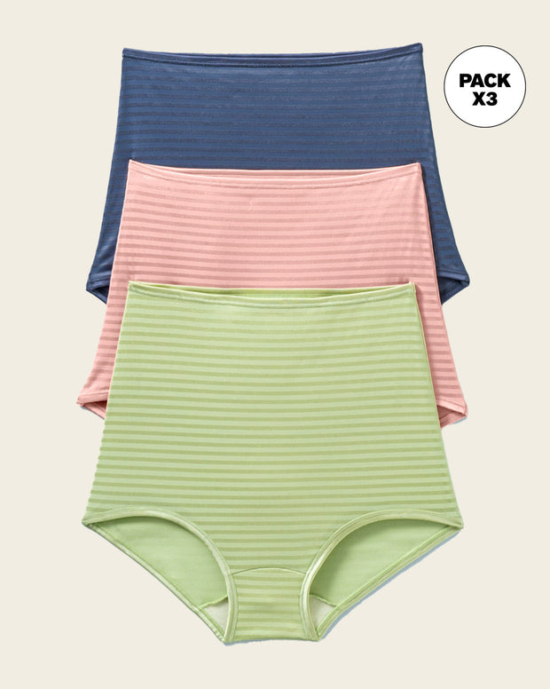Paquete x 3 panties clásicos con máximo cubrimiento