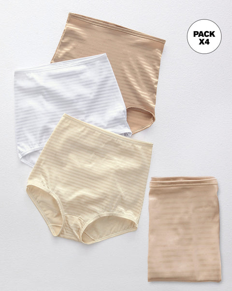 Paquete x 4 panties clásicos con máximo cubrimiento#color_s01-blanco-marfil-cafe-claro