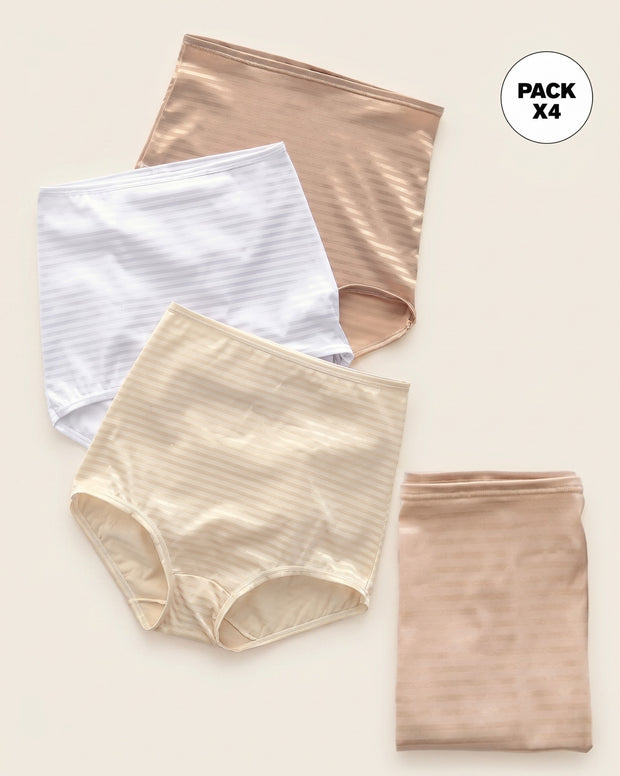 Paquete x 4 panties clásicos con máximo cubrimiento