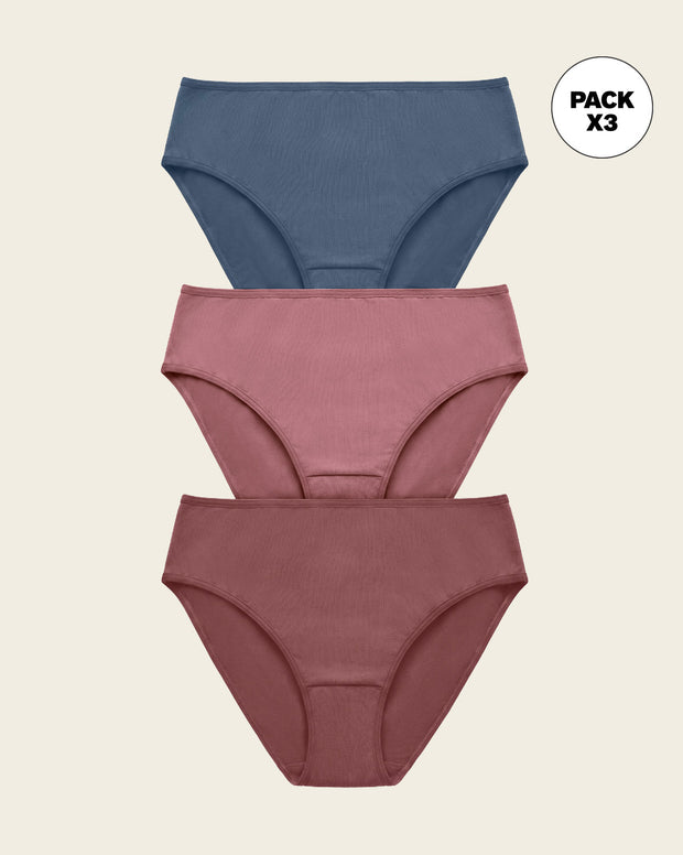 Paquete x 3 panties tipo bikini con buen cubrimiento