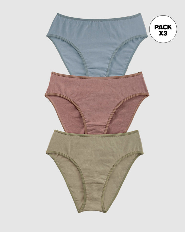 Paquete x 3 panties tipo bikini con buen cubrimiento