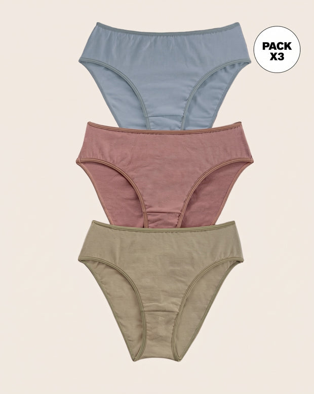 Paquete x 3 panties tipo bikini con buen cubrimiento