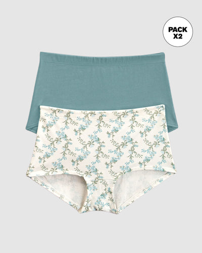 Paquete x 2 bóxers cortos con algodón elástico#color_s02-marfil-estampado-verde