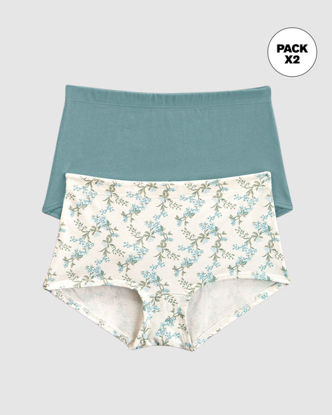 Paquete x 2 bóxers cortos con algodón elástico#color_s02-marfil-estampado-verde