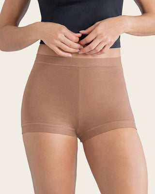 Paquete x 3 bóxers con algodón elástico#color_s18-estampado-puntos-durazno-cafe-medio
