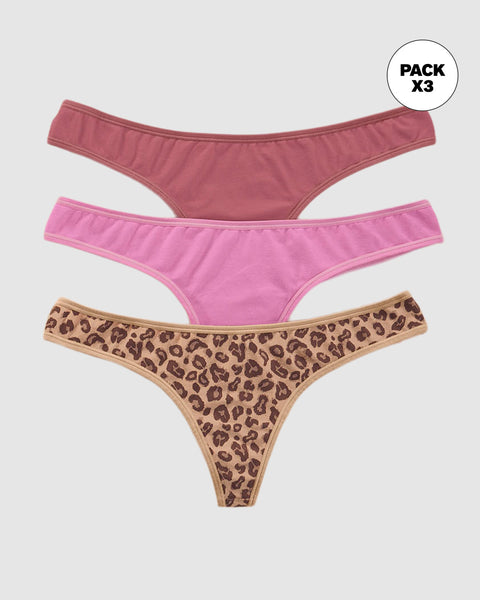 Paquete x 3 tangas brasileras descaderadas en algodón#color_s43-salmon-rosado-animal-print