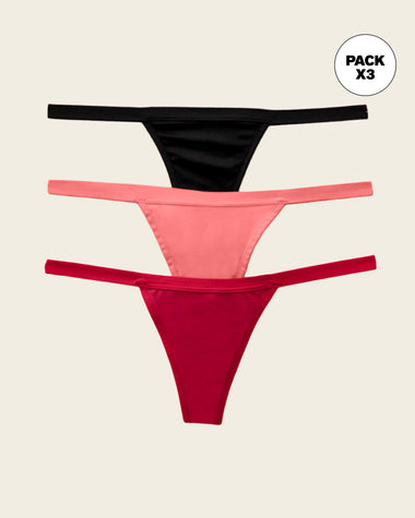 Paquete x 3 tangas brasileras de tiro bajo#color_s55-rojo-coral-negro