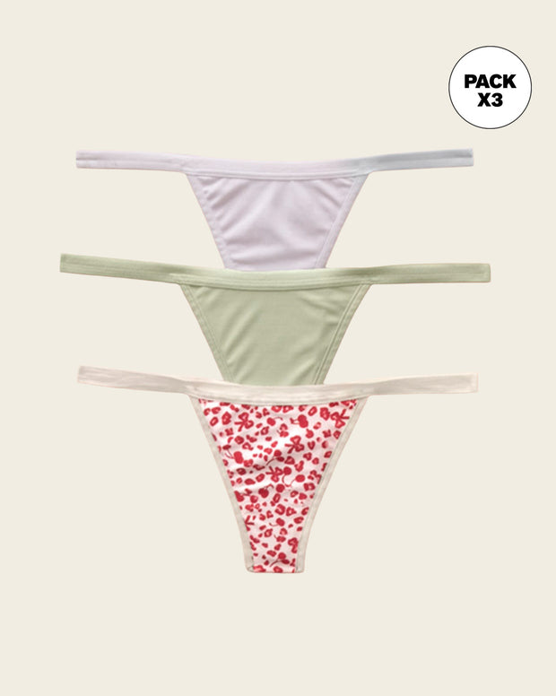 Paquete x 3 tangas brasileras de tiro bajo