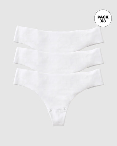 Paquete x3 panties brasilera invisible ultraplano sin elásticos y de pocas costuras#color_000-blanco