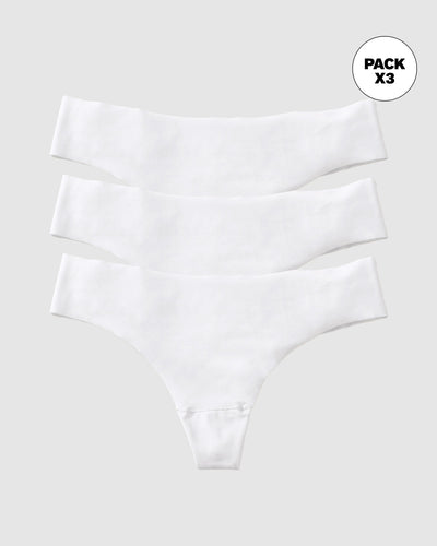 Paquete x3 panties brasilera invisible ultraplano sin elásticos y de pocas costuras#color_000-blanco