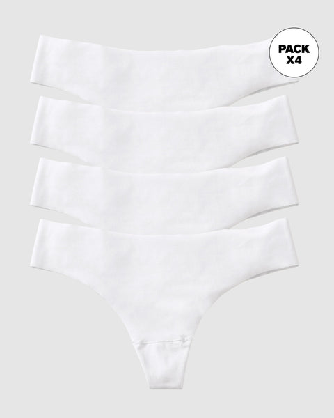 Paquete x 4 panties brasilera invisibles ultraplanos sin elásticos#color_000-blanco