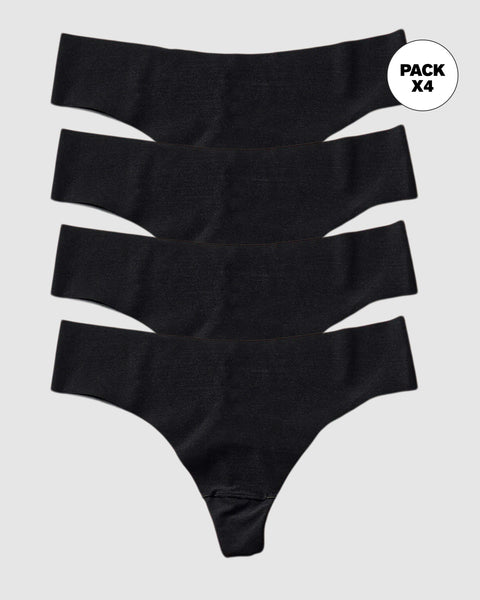 Paquete x 4 panties brasilera invisibles ultraplanos sin elásticos#color_785-negro