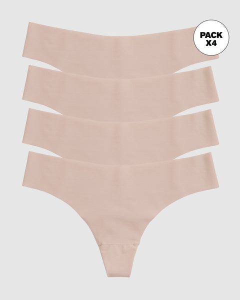 Paquete x 4 panties brasilera invisibles ultraplanos sin elásticos#color_802-cafe-claro
