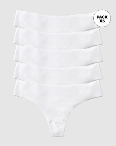 Paquete x5 panties brasilera invisible ultraplano sin elásticos y de pocas costuras#color_000-blanco