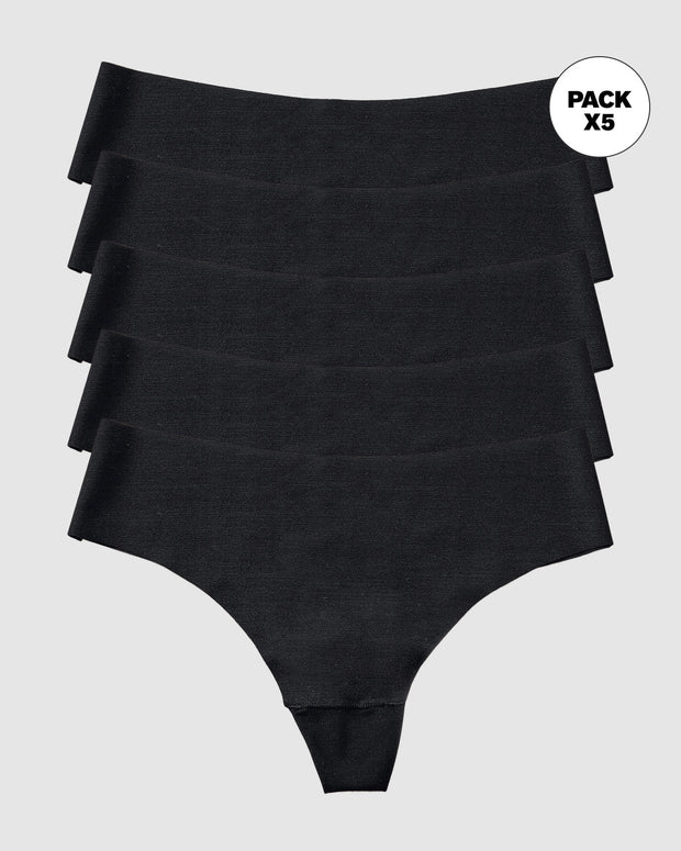 Paquete x5 panties brasilera invisible ultraplano sin elásticos y de pocas costuras