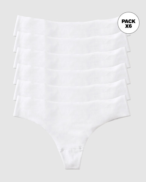 Paquete x 6 panties brasilera invisible ultraplanos sin elásticos#color_000-blanco