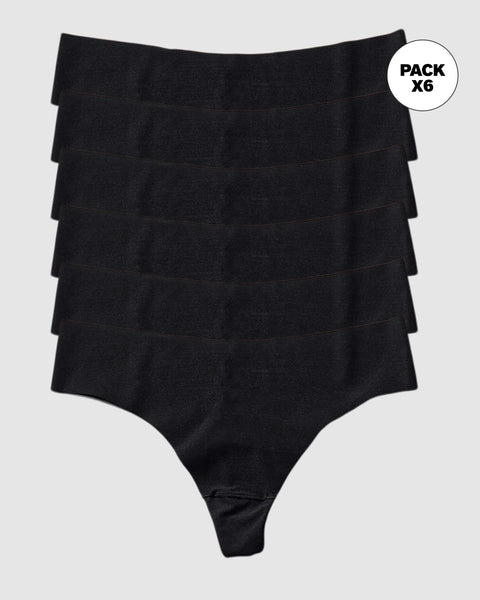 Paquete x 6 panties brasilera invisible ultraplanos sin elásticos#color_785-negro