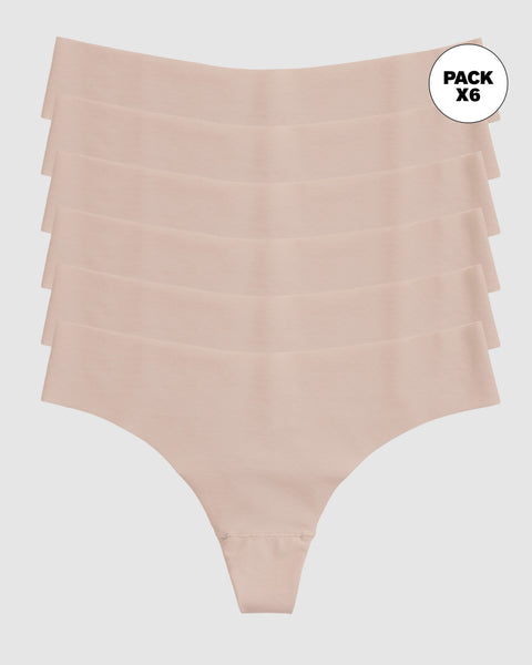 Paquete x 6 panties brasilera invisible ultraplanos sin elásticos#color_802-cafe-claro