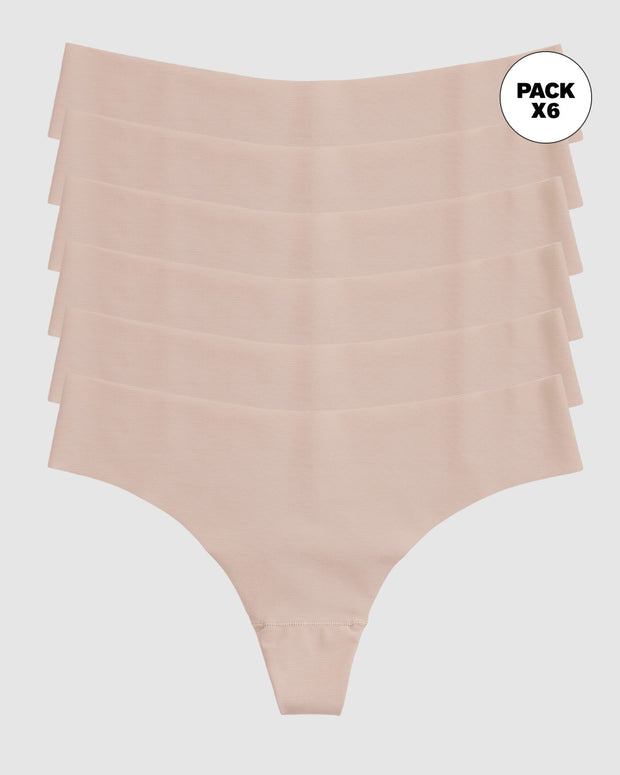 Paquete x 6 panties brasilera invisible ultraplanos sin elásticos
