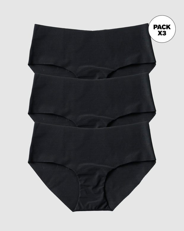 Paquete x3 panties hípster invisible ultraplano sin elásticos y de pocas costuras