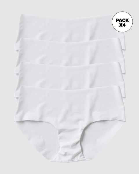 Paquete x 4 panties hípster invisibles ultraplanos de pocas costuras#color_000-blanco